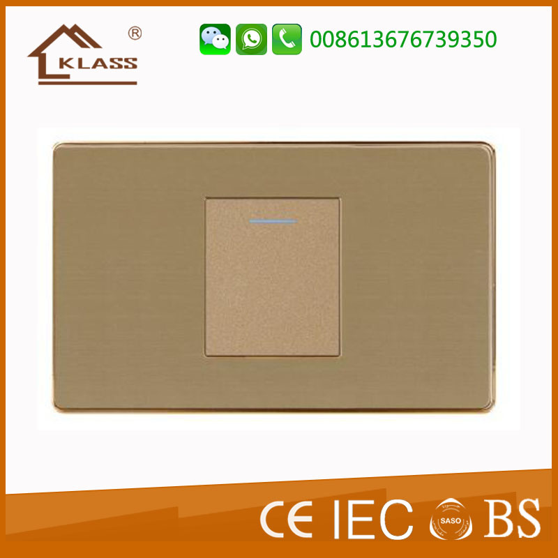 Brushed Stainless Steel 1gang Small Push Button Wall Switch