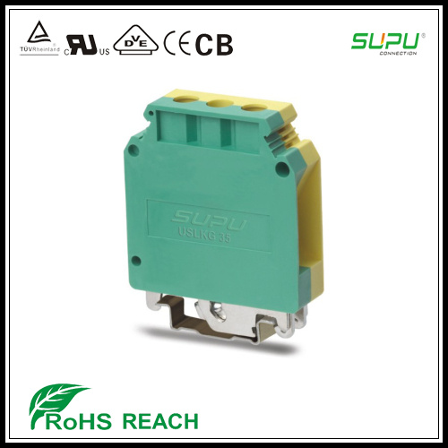 Rail Mounted Grounded Terminal Blocks UL 1000V 115A 18-2AWG