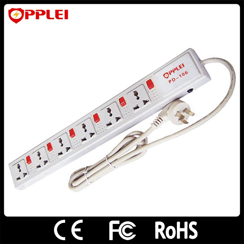 White/Black 6 Ports Socket Power Strip