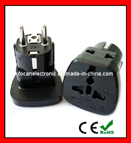Universal 2 in 1 Plug Adapter with Safety Shutter for Germany, France, Indonesia, Korea. (Inlay Way) .