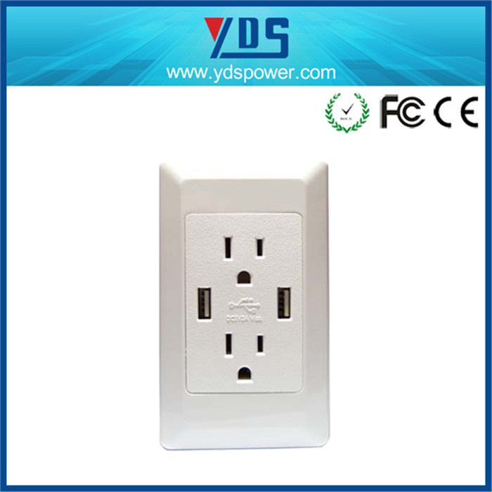 Double USA USB Wall Socket 2 Gang Socket with USB