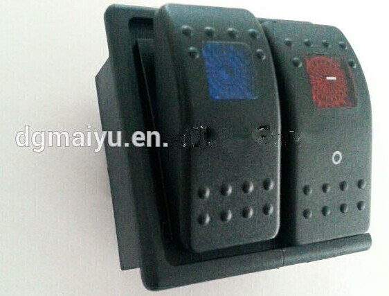 2 Gangs Rocker Switch Panel 12V-24V Waterproof Rocker Switch