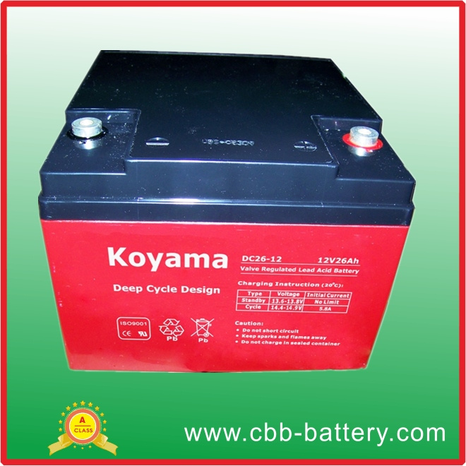 12V 26ah Deep Cycle AGM Battery for UPS/Surge Protector