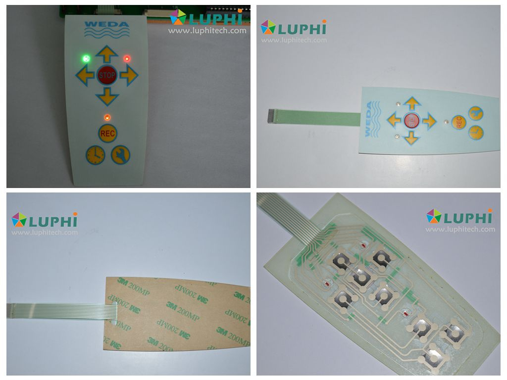 LED Backlighting Embossed Buttons Membrane Control Switch Overlay