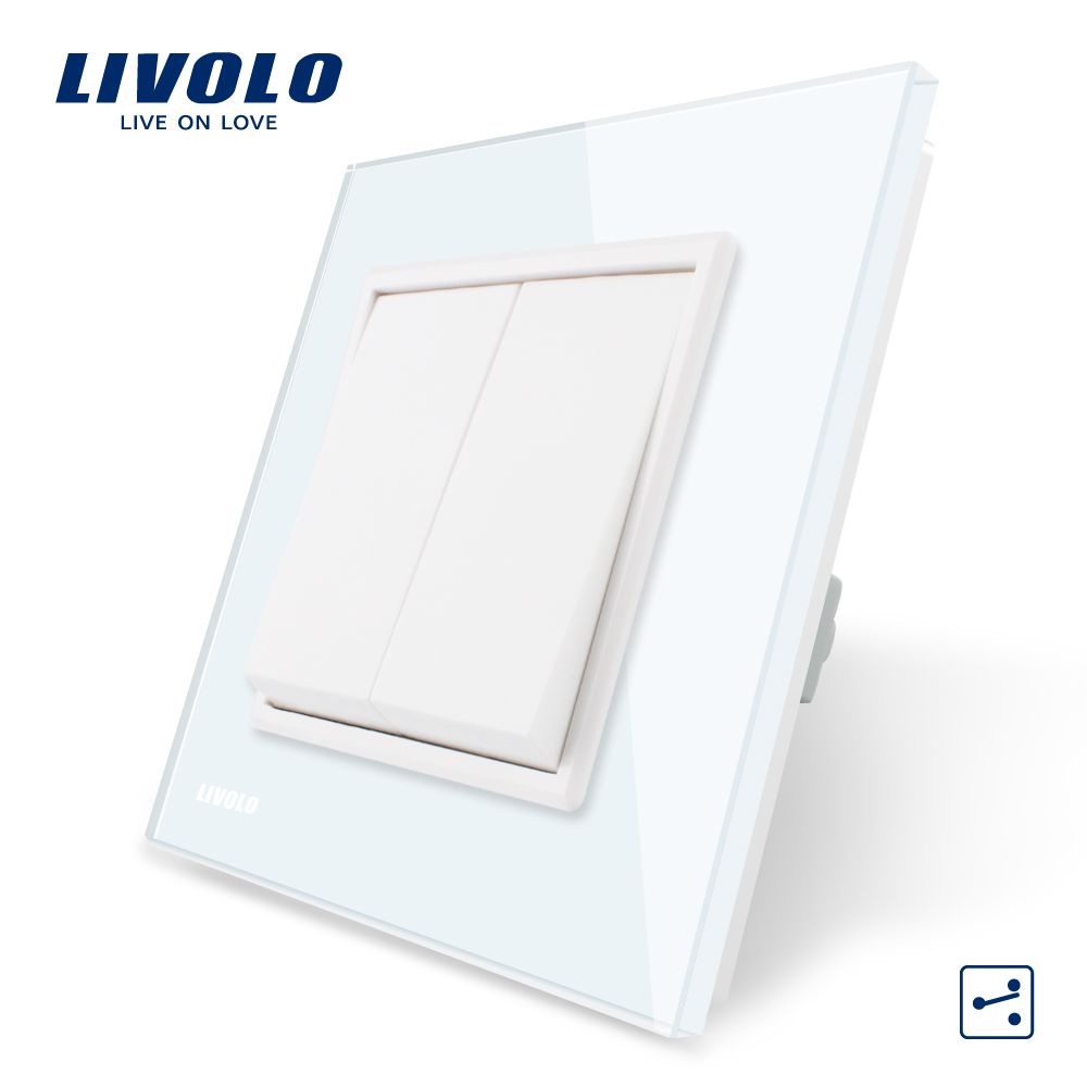 Livolo Glass Panel 2 Gang 2 Way Push Switch Vl-C7K2s-11