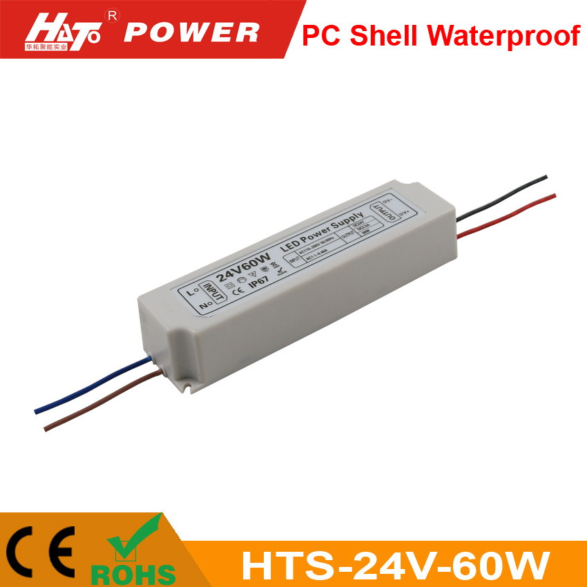 24V 60W PC Shell Waterproof LED Power Supply with Ce/RoHS