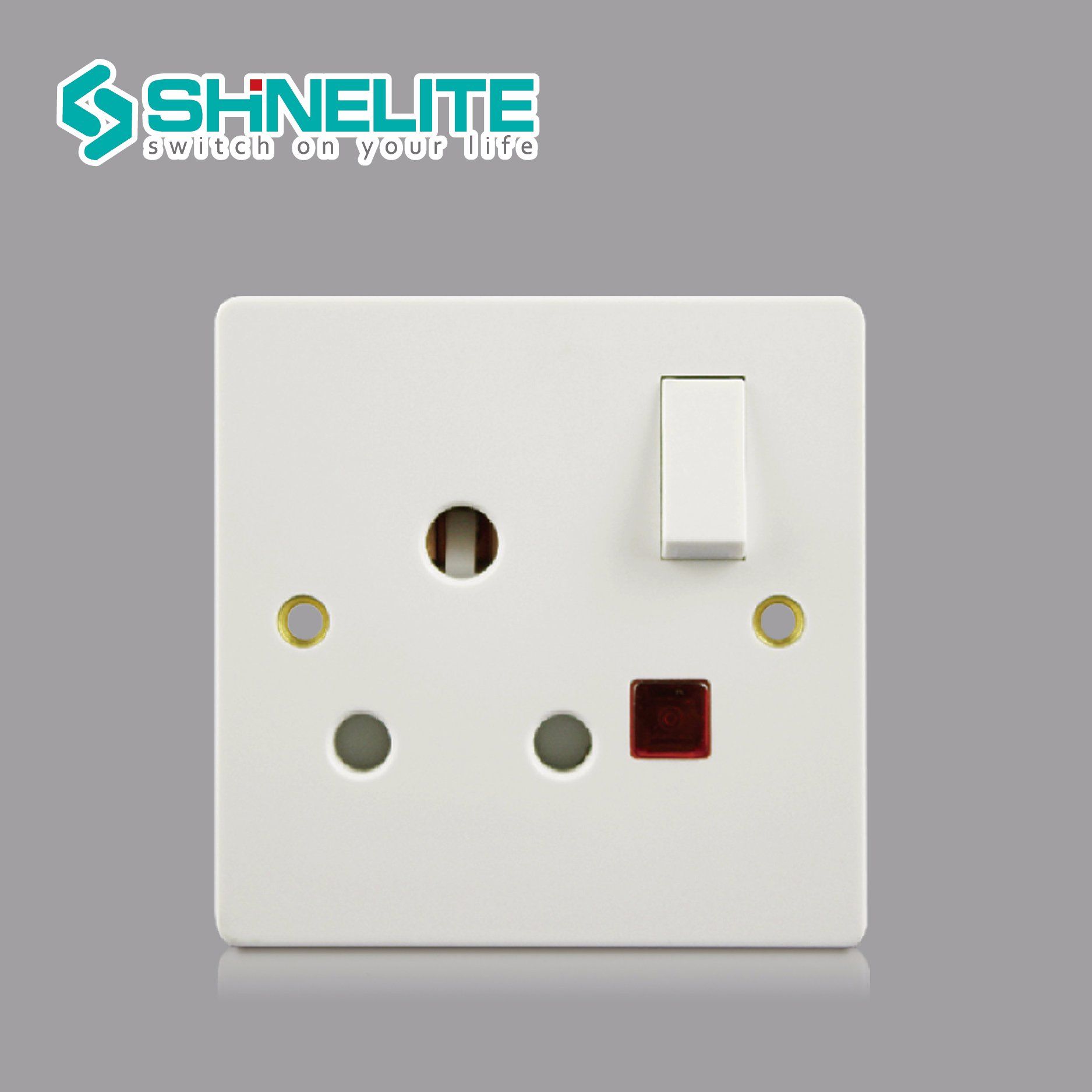 Wall 15AMP 1 Gang Round Socket with Neon