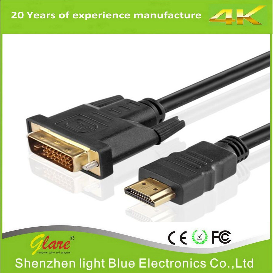 Black Color HDMI to DVI Projector Cable
