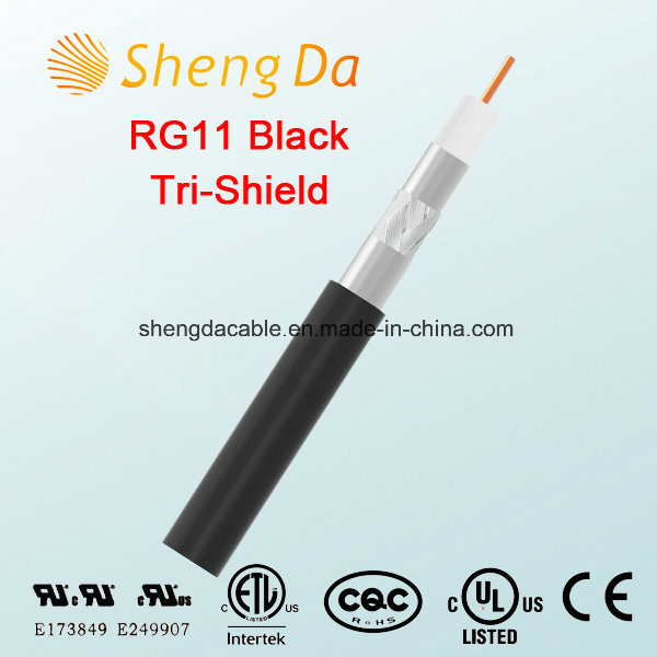 Rg11 Tri-Shield Black 75 Ohms Coaxial Drop Cable
