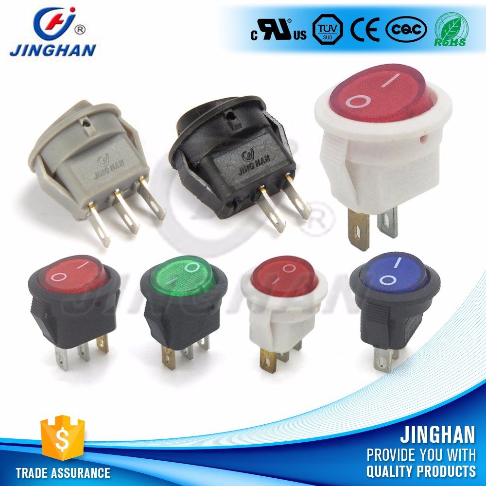 Jinghan Kcd1-204 on-off Mini Round Rocker Switch Dia 15mm
