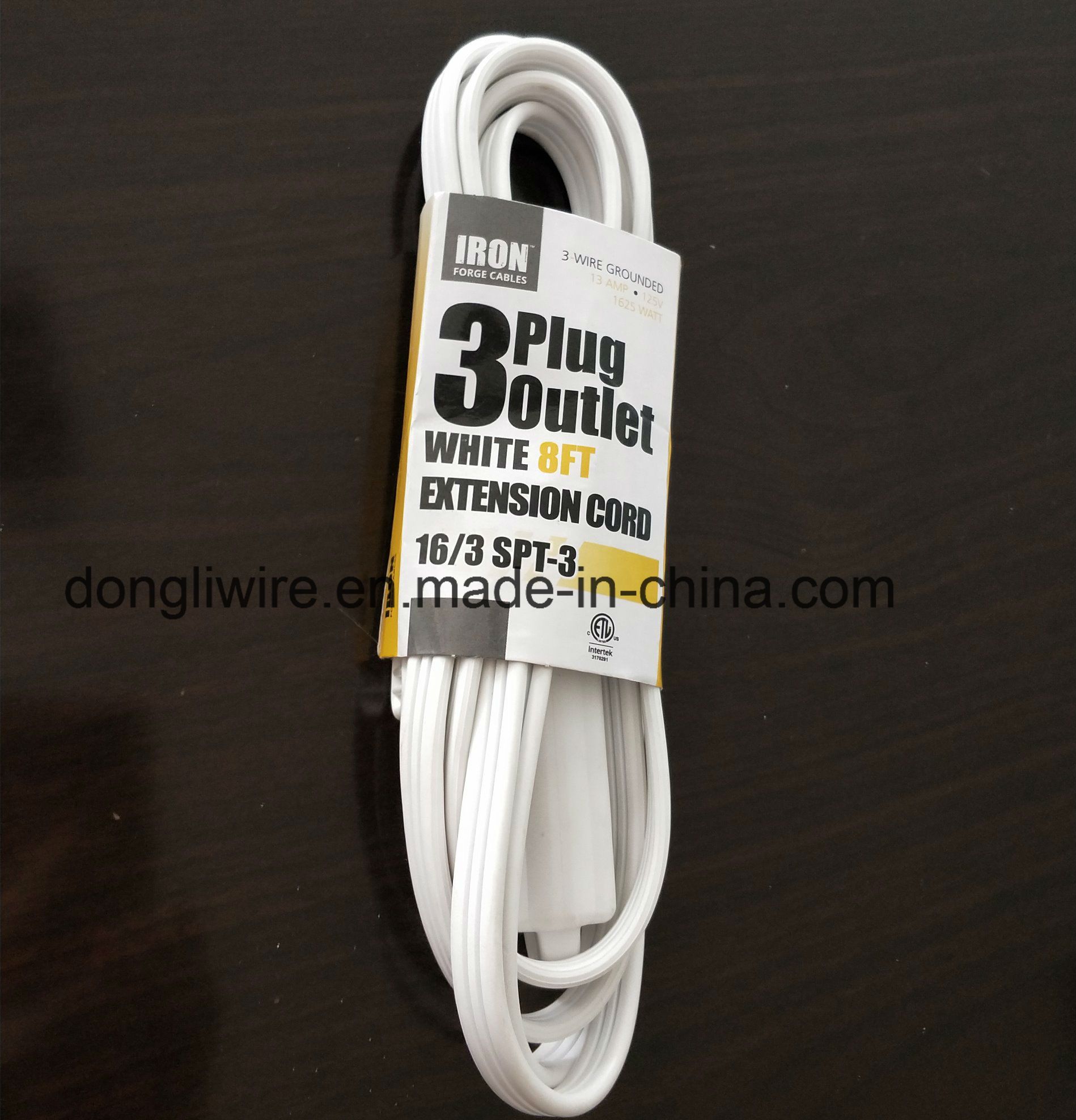 UL/cUL/ETL/cETL Indoor Extension Cord/Power Cord/Electric Wire/Cable with 3 Plug Outlet