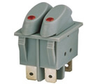 Double Actuator Rocker Switches with Red LED