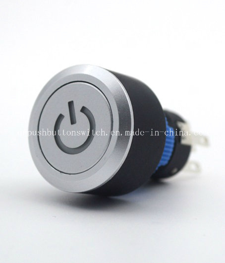 22mm Power Port Blue 12V Plastic Body Flush Push Button Switch