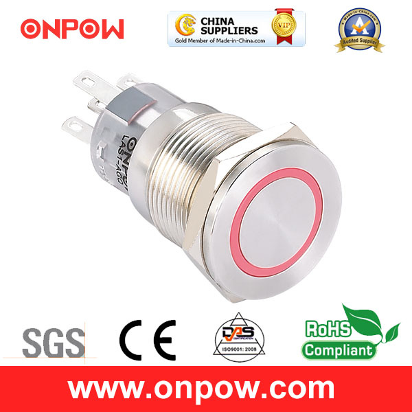 Onpow 19mm Push Button Switch (LAS1-AGQPF-11E/G/12V/S, CE, UL, CCC, RoHS)