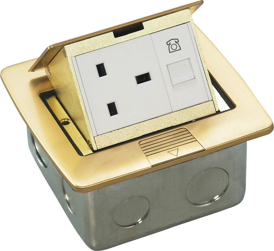 Smart Home Golden Brass Alloy Floor Sockets