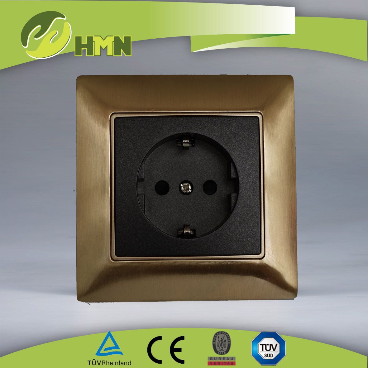 TUV Certified Golden Metal Schuko Socket