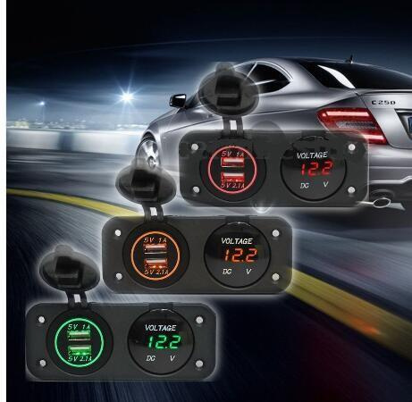 Car USB Charger Socket Voltmeter