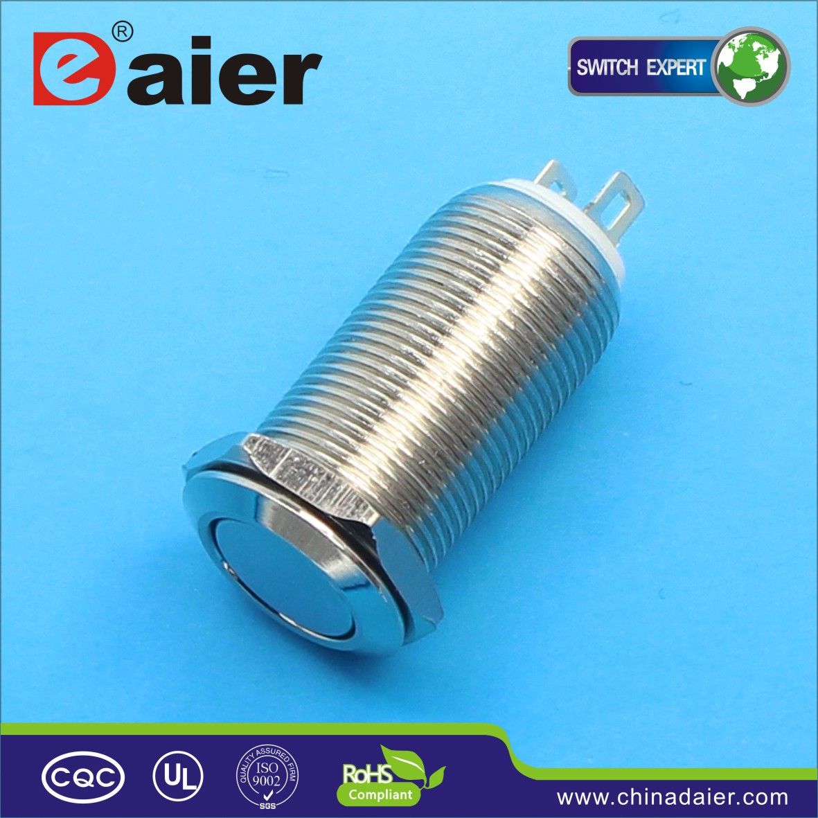 Flat Round Small Latching Push Buton Switch (GQ12F-10L)