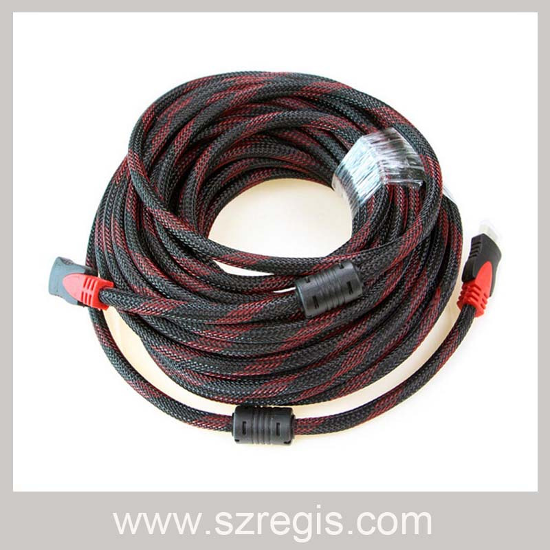Two Magnetic Ring Copper-Clad Steel Knit Coaxial HDMI Cable