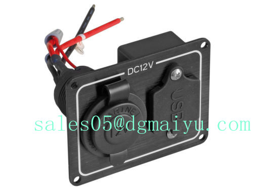 12V Cigarette Socket Panel W/Dual USB Port