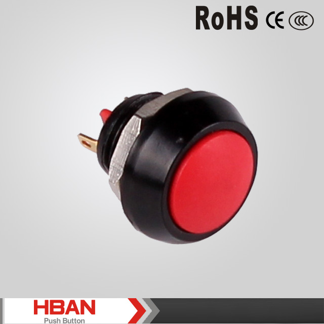 12mm Metal Pin Terminal Type Red Head Push Button Switch