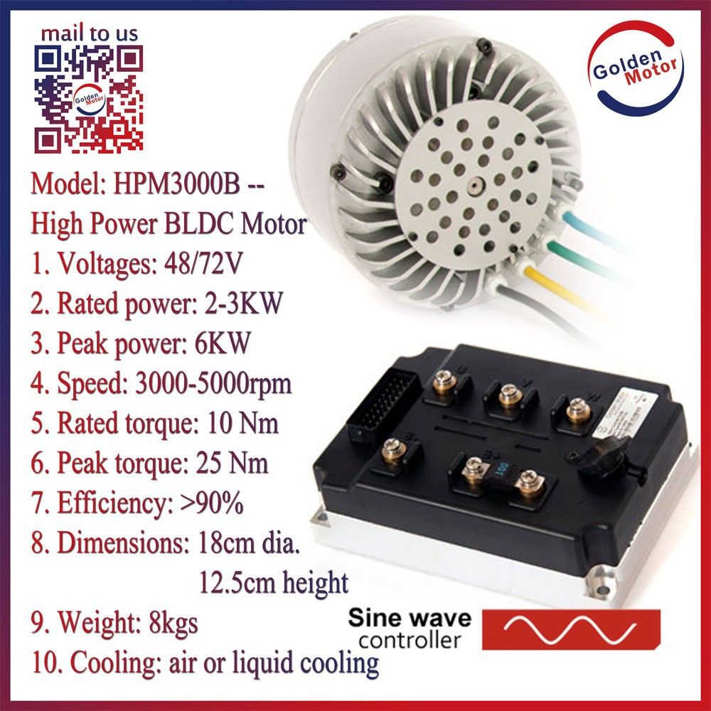 3kw Brushless DC Motor for Car Electric Motorcycle