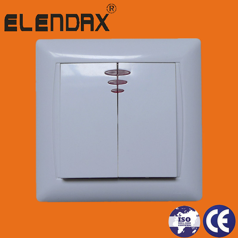 Flush Mounted Two Gang One Way Switch with Neon Light (F6102)