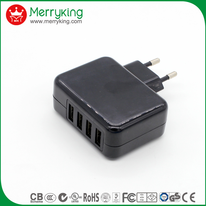5V4.2A 4 USB AC/DC Adaptor 21W USB Charger for EU Plug