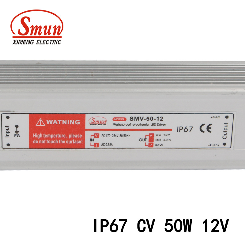 Smun 50W 12V 4A IP67 Waterproof Constant Voltage LED Driver