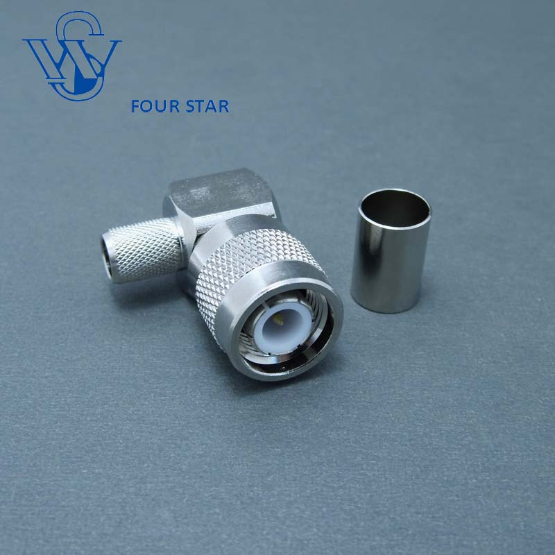 Male Plug Right Angle Crimp TNC RF Connector for LMR300 Cable