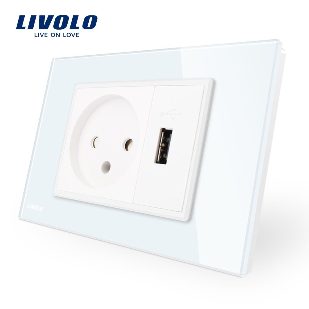 Livolo Two Gangs 16A Israel Socket & USB Socket Vl-C9c1il1u-11
