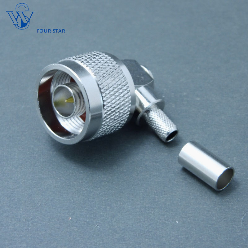 Male Right Angle Crimp RF N Connector for LMR200 Cable
