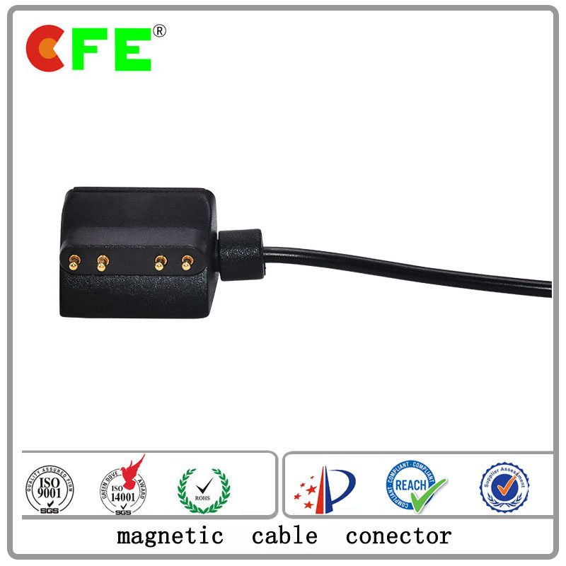4pin Black Magnetic Power Connector with Cable for Werable Products