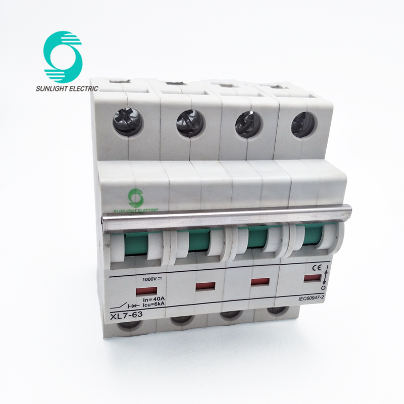 Professional PV System XL7-63 DC MCB 4p 10A 20A 1000V DC Miniature Circuit Breaker