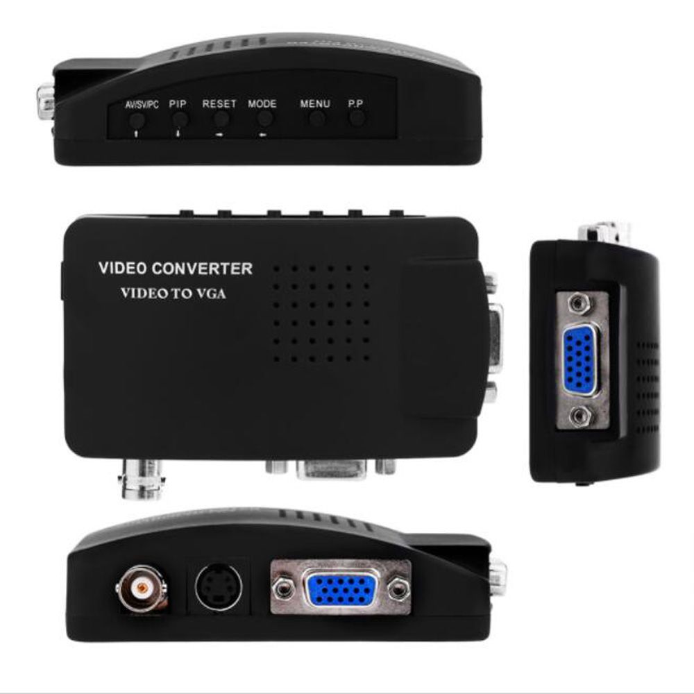 CCTV BNC Camera Composite S-Video to VGA Converter Adapter in to PC VGA LCD out