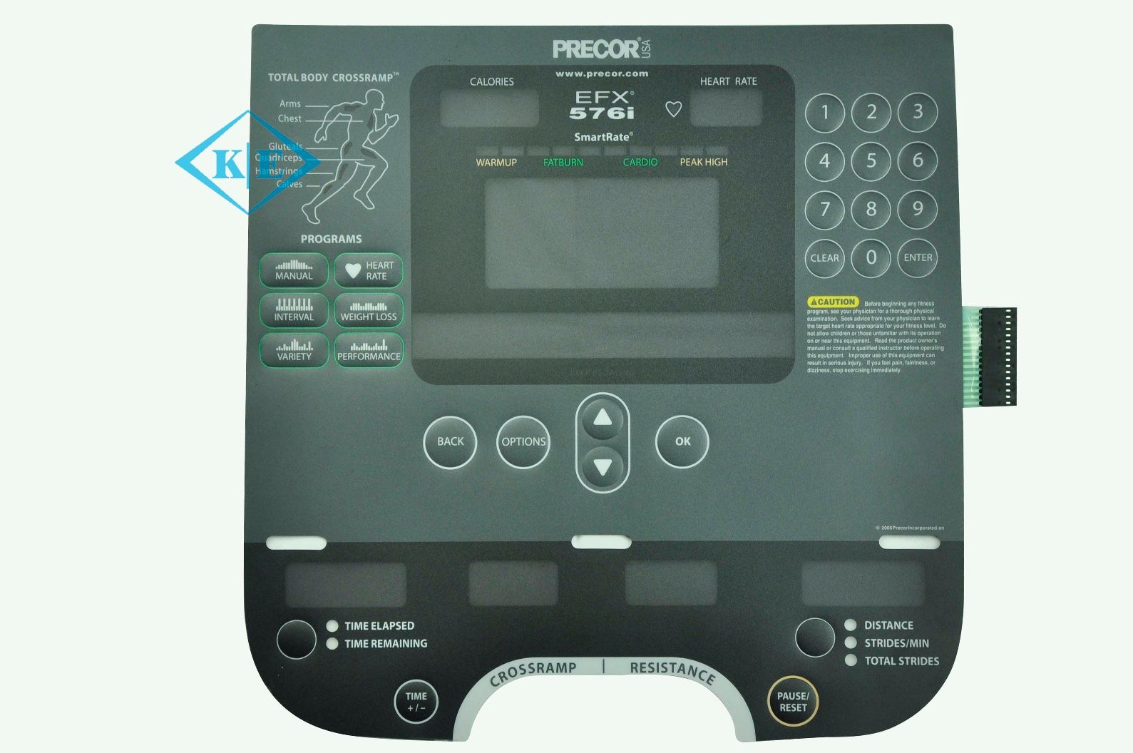 Fitness Control Clear Window Membrane Keypad with Embossing Buttons