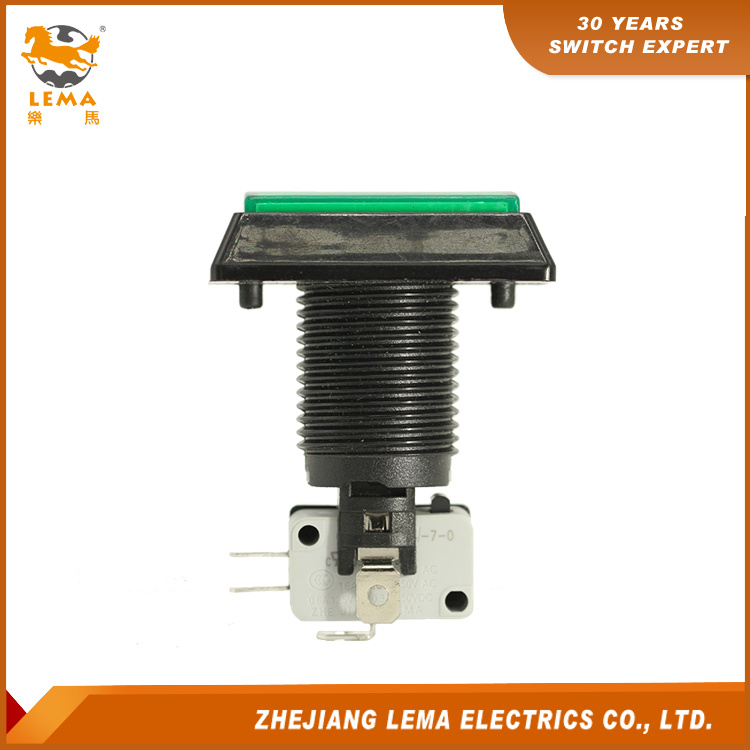 Electrical Rectangle Plastic Push Button Switch Green Pbs-007 for Game Machine