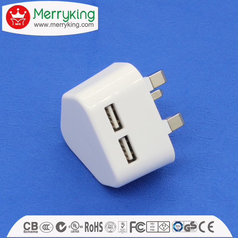 UK Plug Wall Mount Customized Colors 5V 2400mA Phone Charger