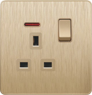 British Standard 13A Square-Pinned Switched Socket with Neon