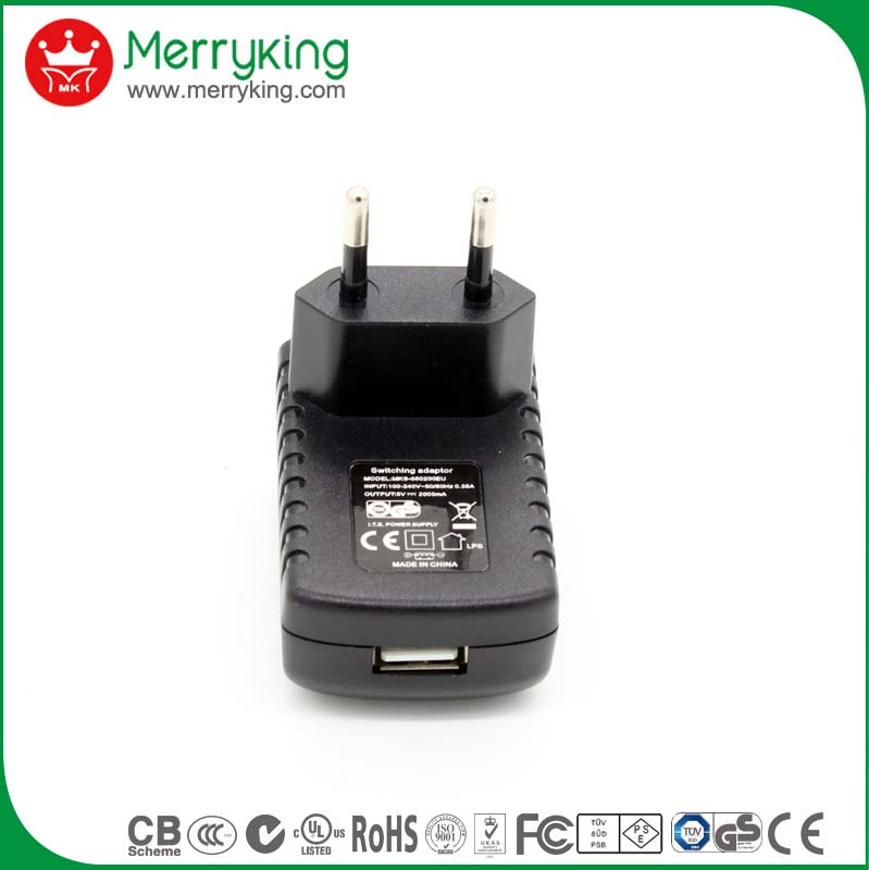 USB Wall Adapter 5V 1.5A European Type for Mobile Phone