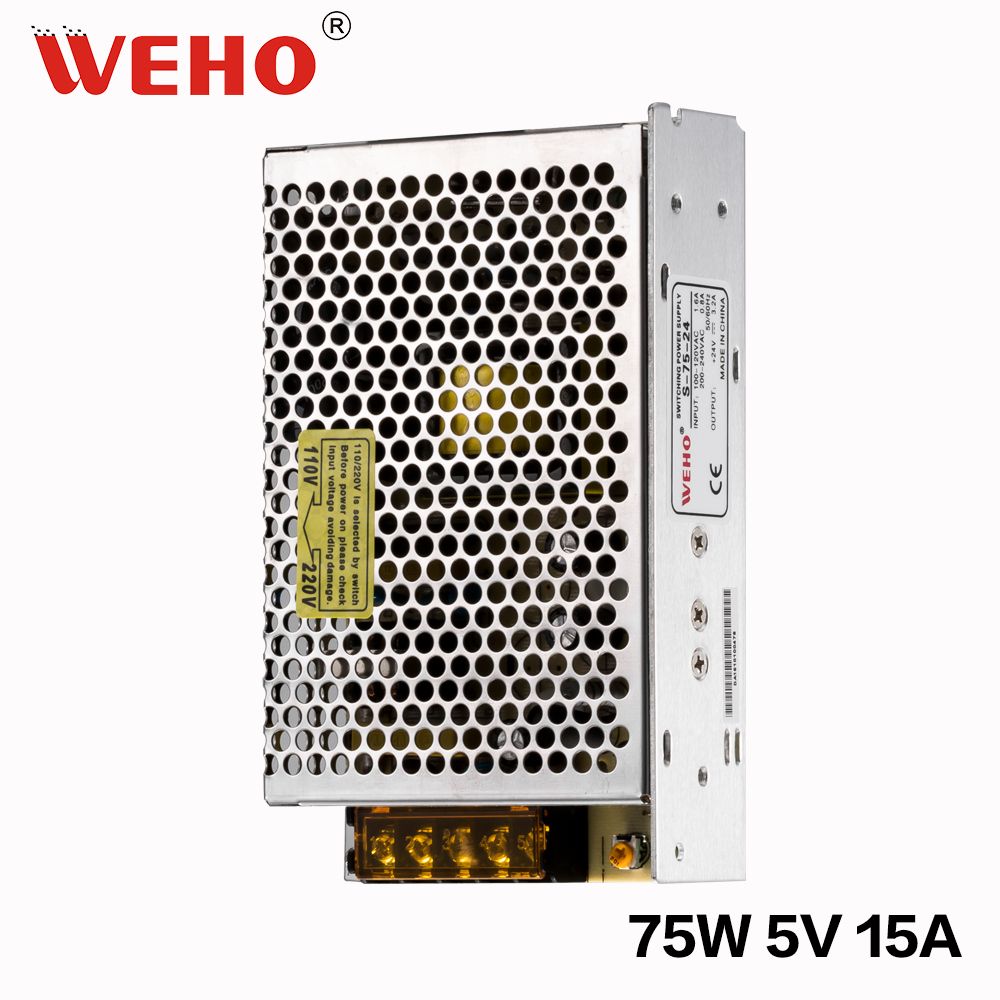 IP20 Single Output 75W 5V 15A Switching Power Supply