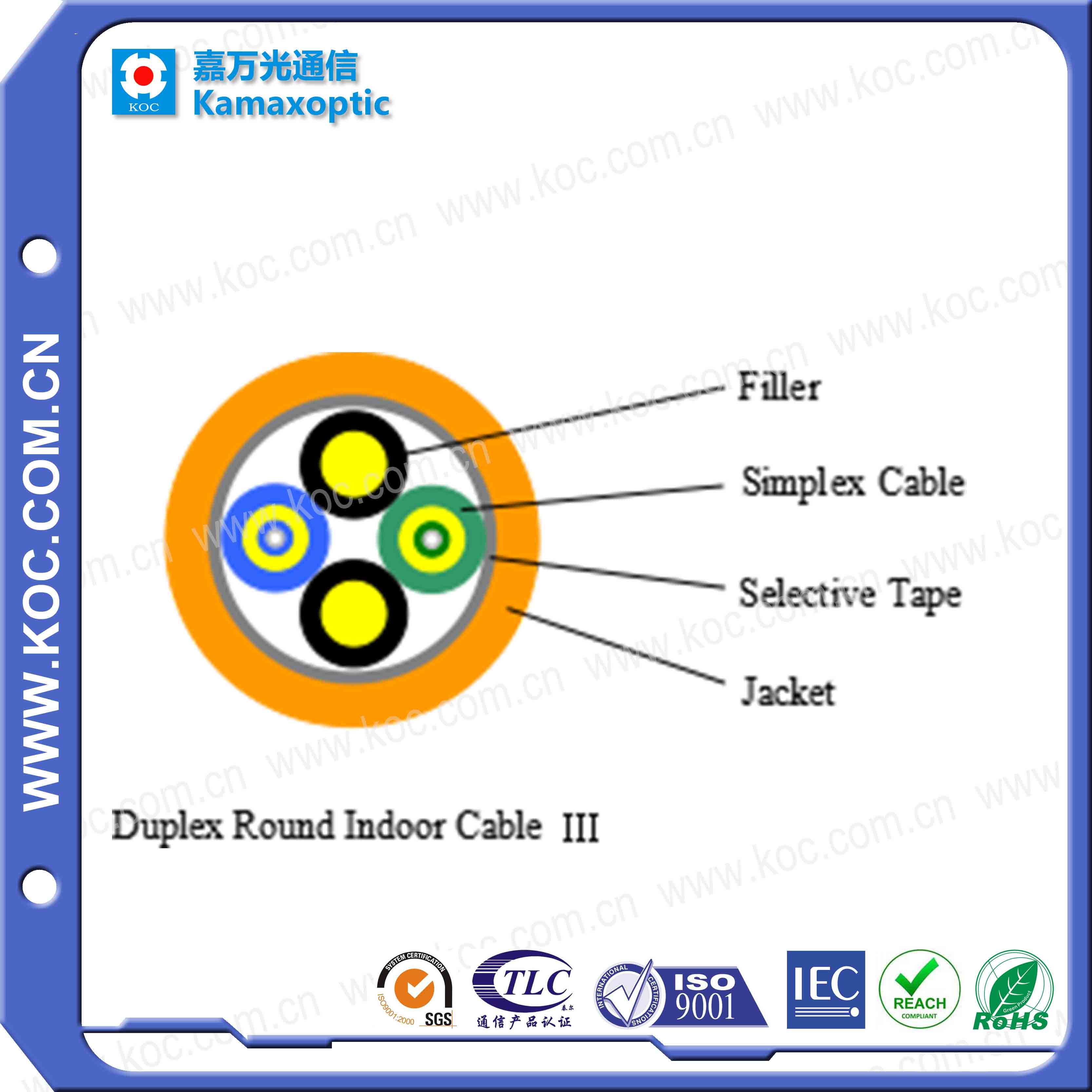 Fiber Optical Duplex Round Indoor Cable III for FTTH Use