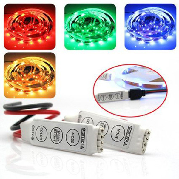Red and Black Wire 3 Key Mini RGB LED Controller
