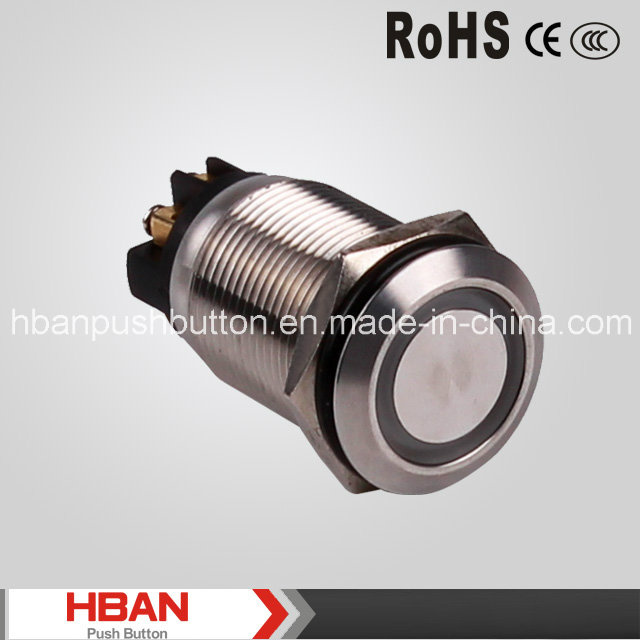 Hban (19MM) Circle Illuminated Spdt Metal Push Button Switch