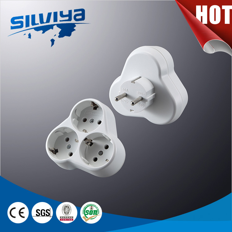 High Qualty 3 Gang 2pin Plug Adapter with Grounding