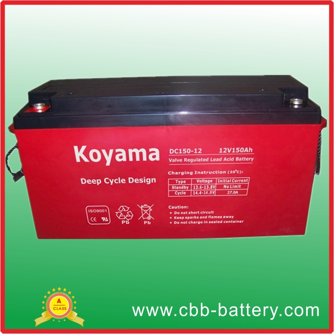 12V 150ah Deep Cycle AGM Battery for Solar / Telecom