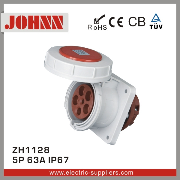 IP67 5p 63A Straight Panel Mounted Socket
