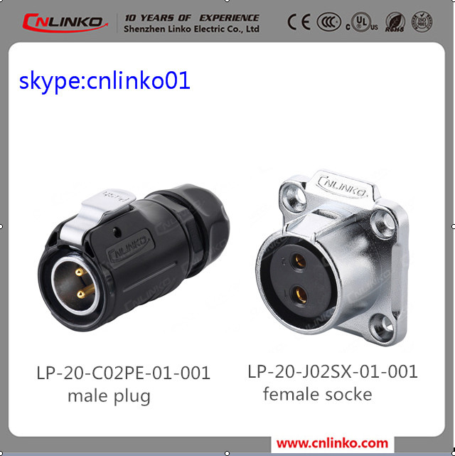 IP67 2pin Outdoor Electrial Power Waterproof Connector