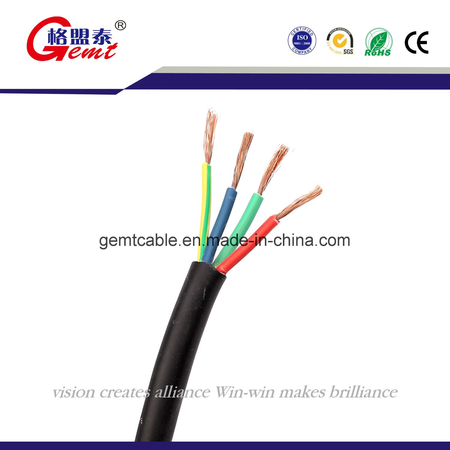 Standard Rvv Copper Core PVC Insulated Soft Cable with Sleeve for Installation