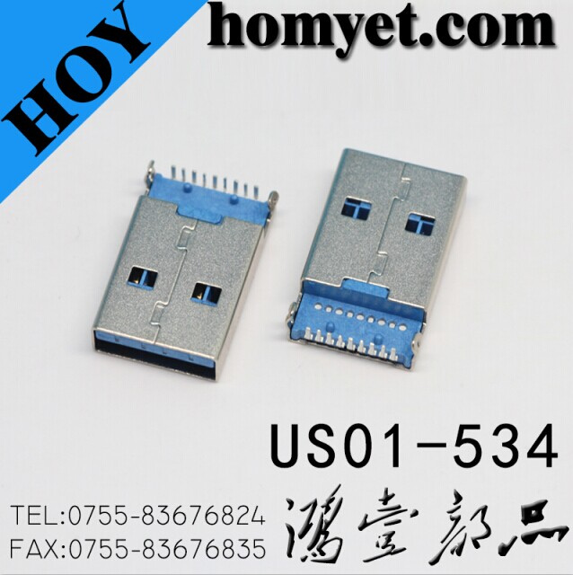 USB Male Connector with DIP Type and Two Location Pin(Us01-534